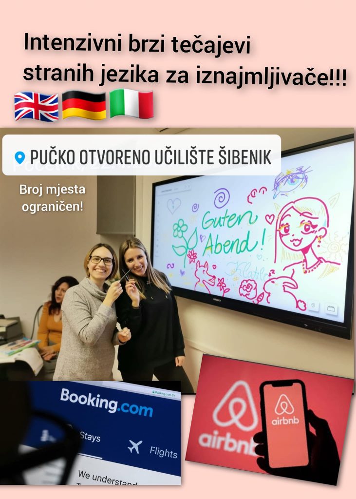 Specijalizirani brzi tečajevi stranih jezika (engleski, njemački, talijanski) za iznajmljivače i djelatnike u turizmu!!!!