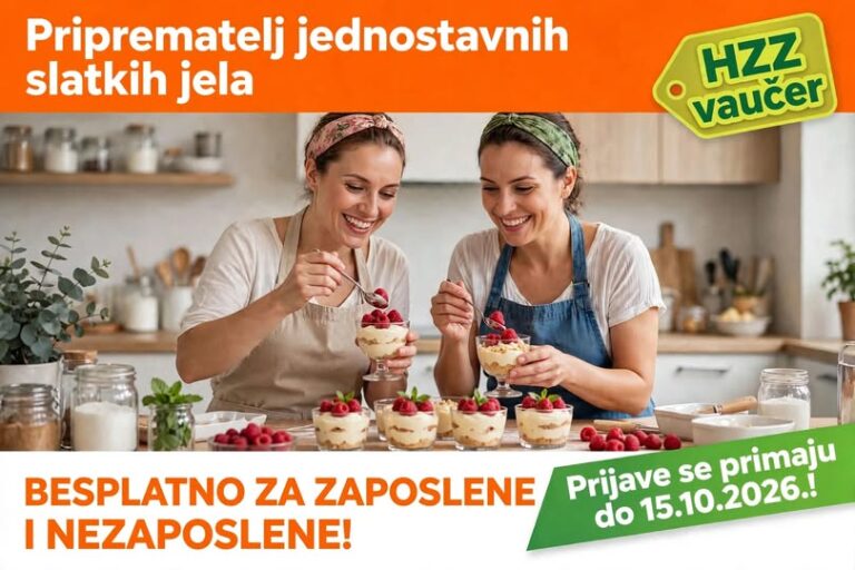 PRIPREMA JEDNOSTAVNIH SLATKIH JELA – BESPLATNO ZA ZAPOSLENE I NEZAPOSLENE